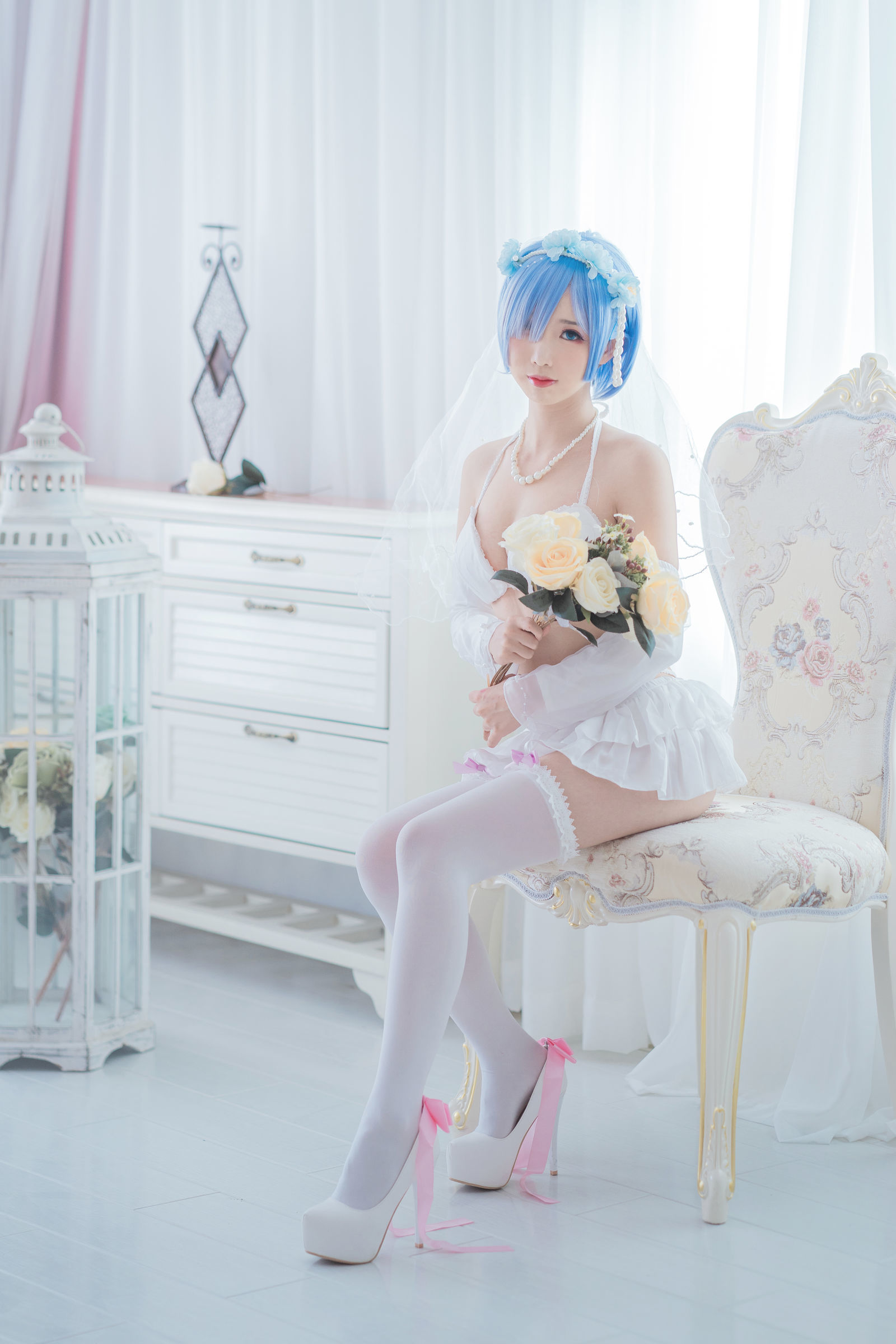 [萝莉COS] 面饼仙儿 – 花嫁蕾姆-蕾丝百合网-美图分享,Cosplay美图,私房写真,套图下载
