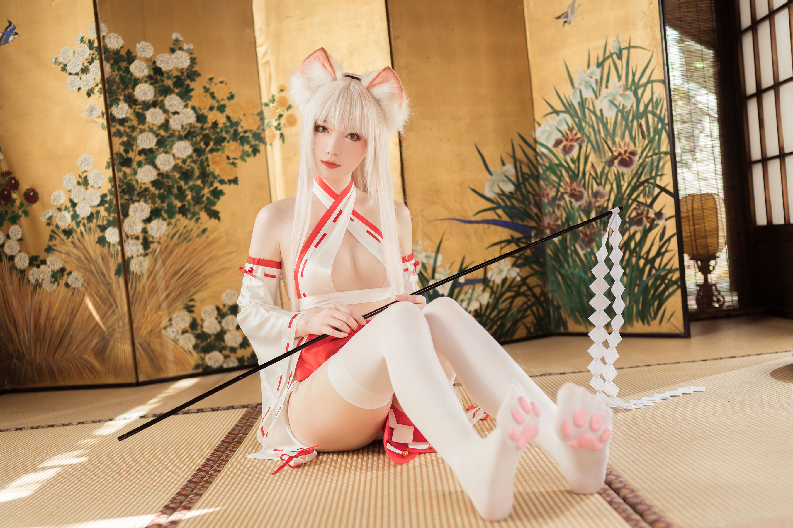 [福利COS] 大胸萌妹妖少you1 – 稻荷巫女-秀臀网-高品质图集网