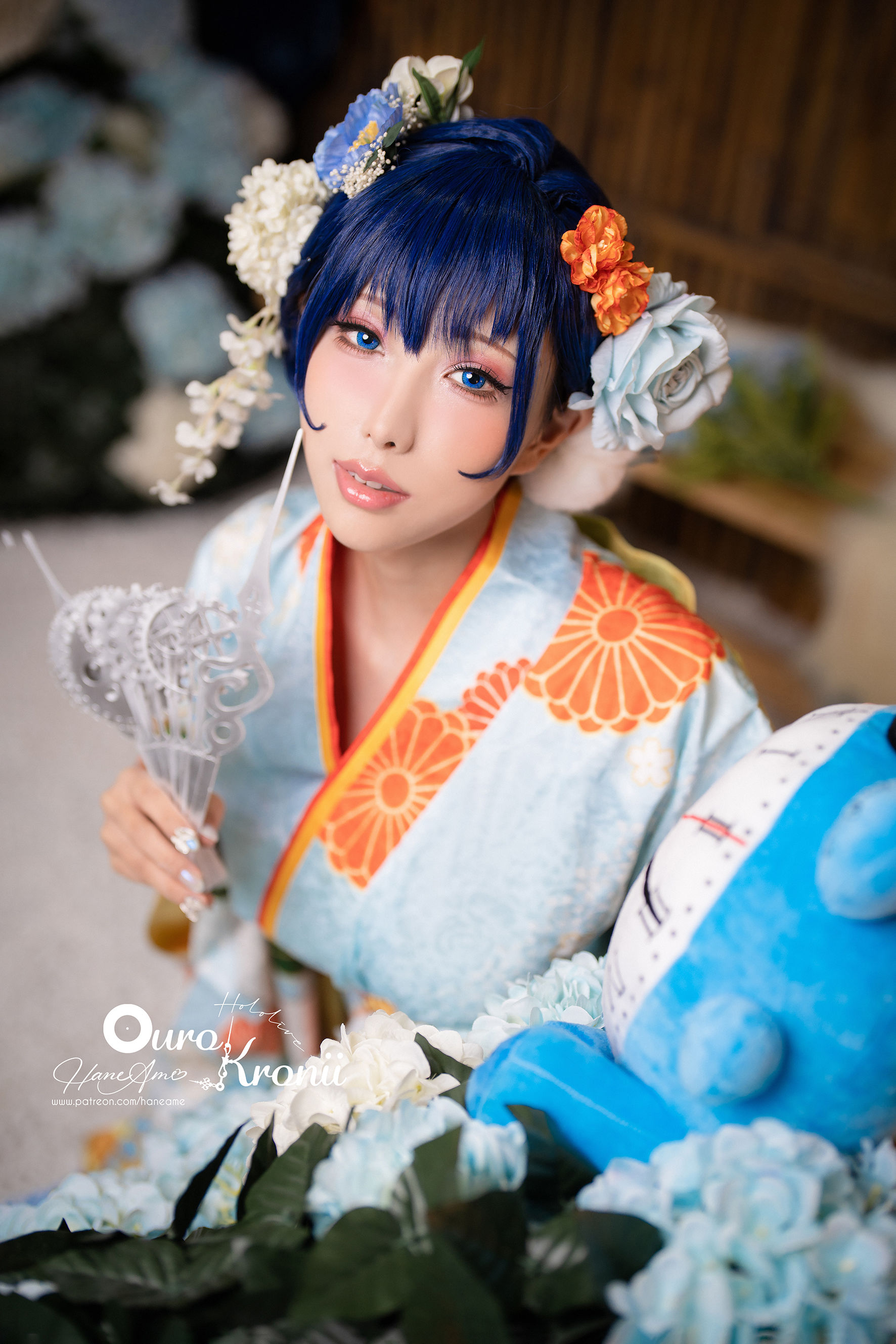 [福利COS] Hane Ame 雨波写真 – Hololive Kronii 時間 Kimono-秀臀网-高品质图集网