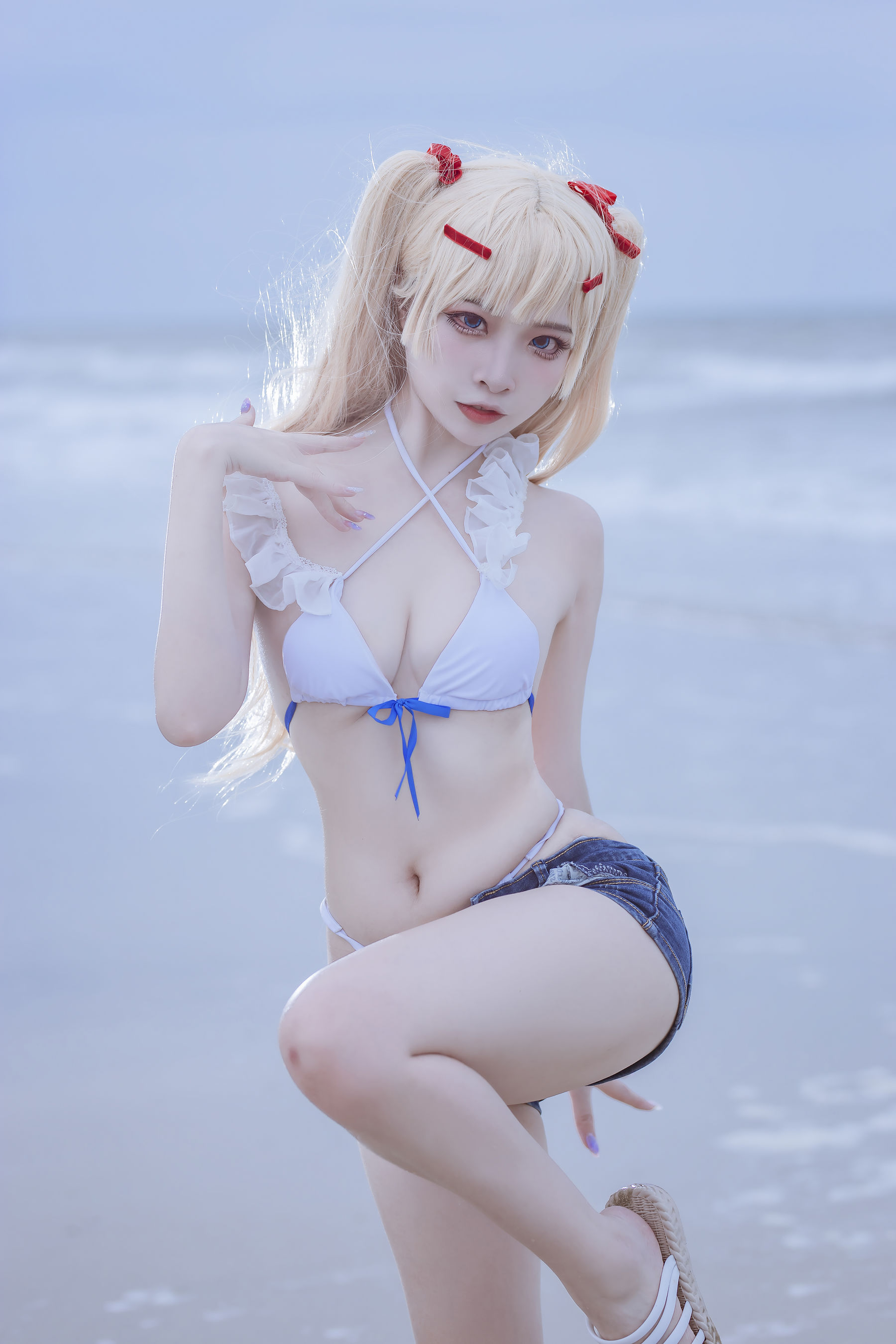 [福利COS] 人气Coser二佐Nisa – 碧蓝 苏塞克斯泳装-秀臀网-高品质图集网