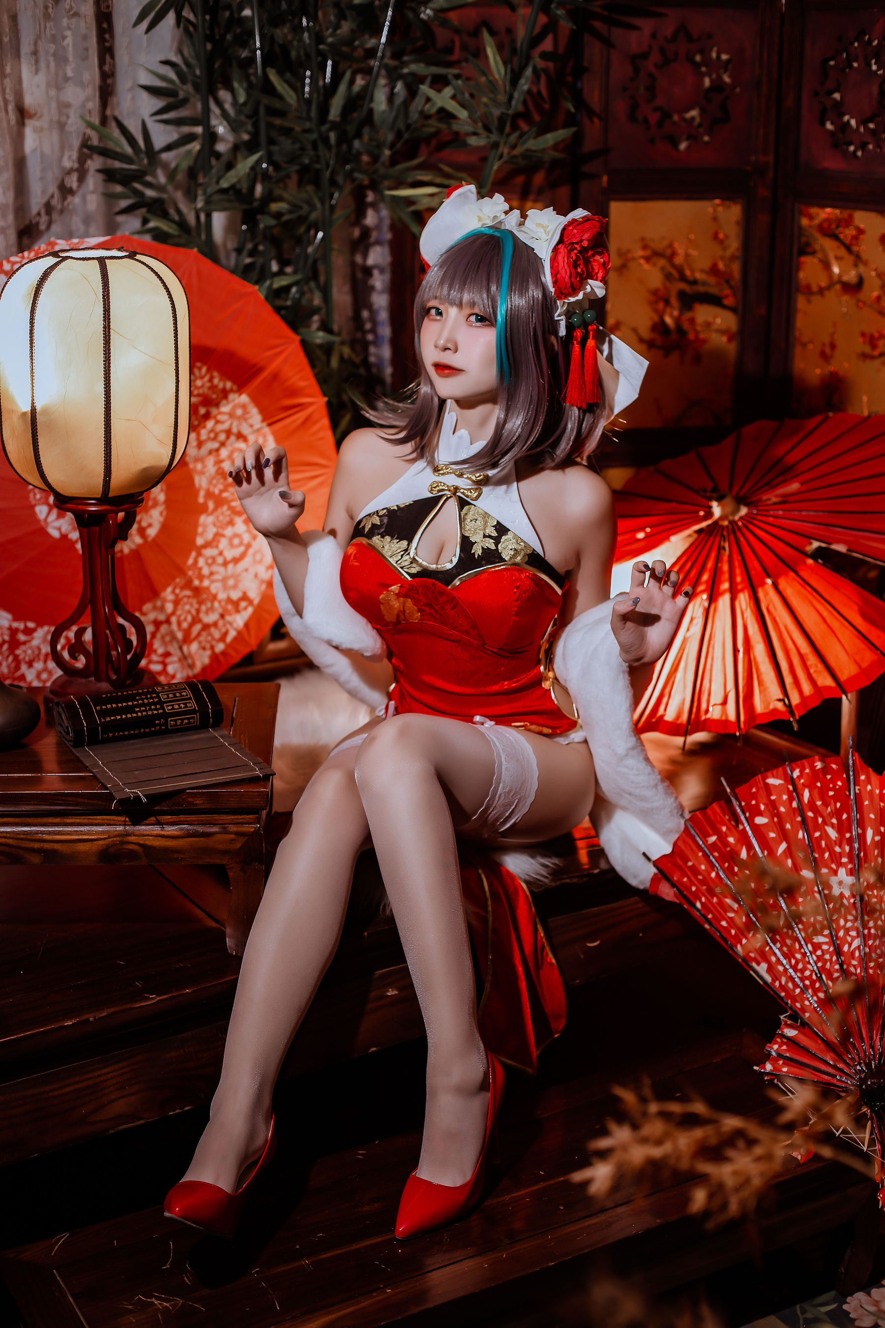 图片[7]-人气Coser二佐Nisa – 碧蓝 柴郡旗袍-秀臀网-高品质图集网