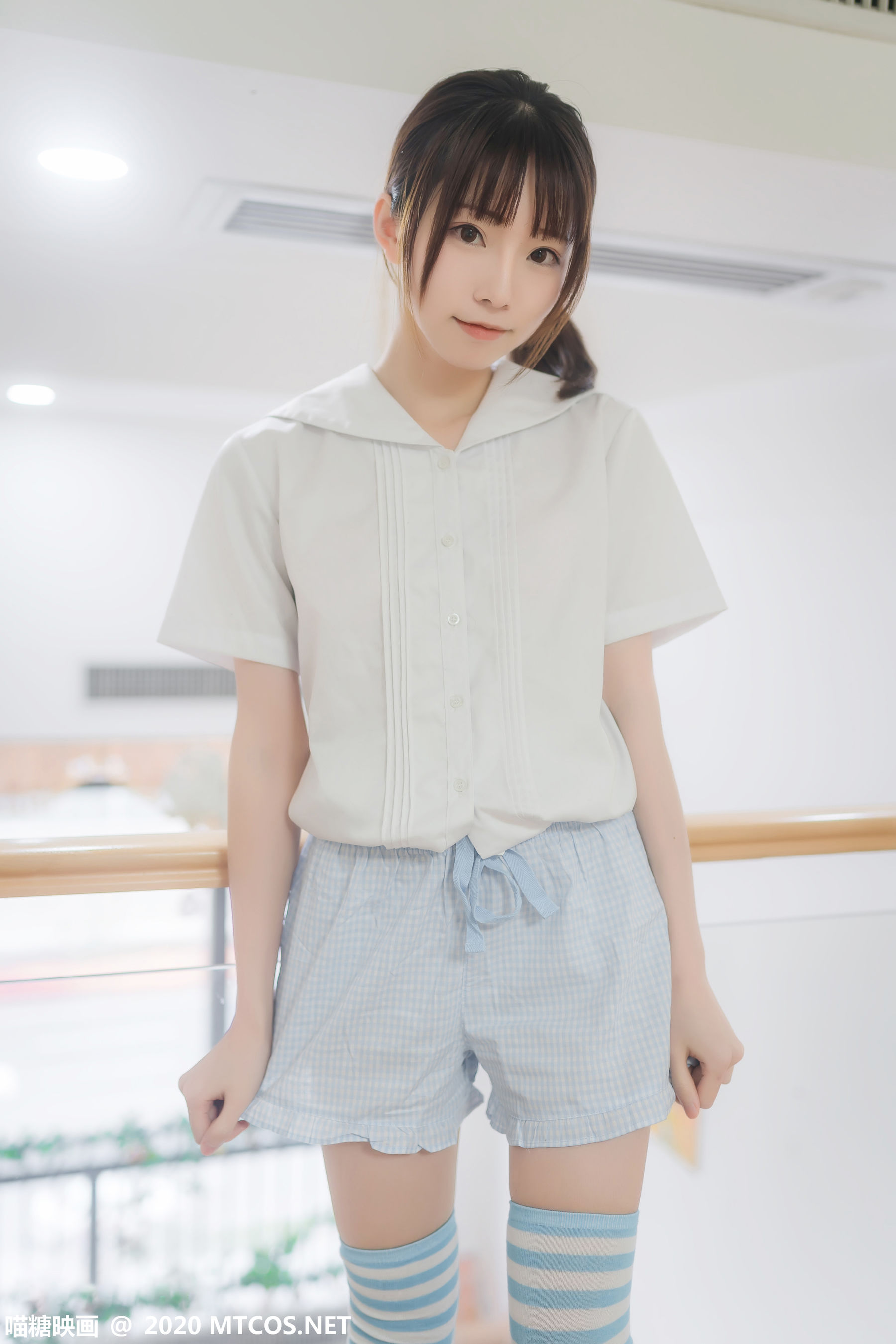 图片[7]-[喵糖映画] VOL.216 绮太郎 – 蓝色条纹袜-秀臀网-高品质图集网