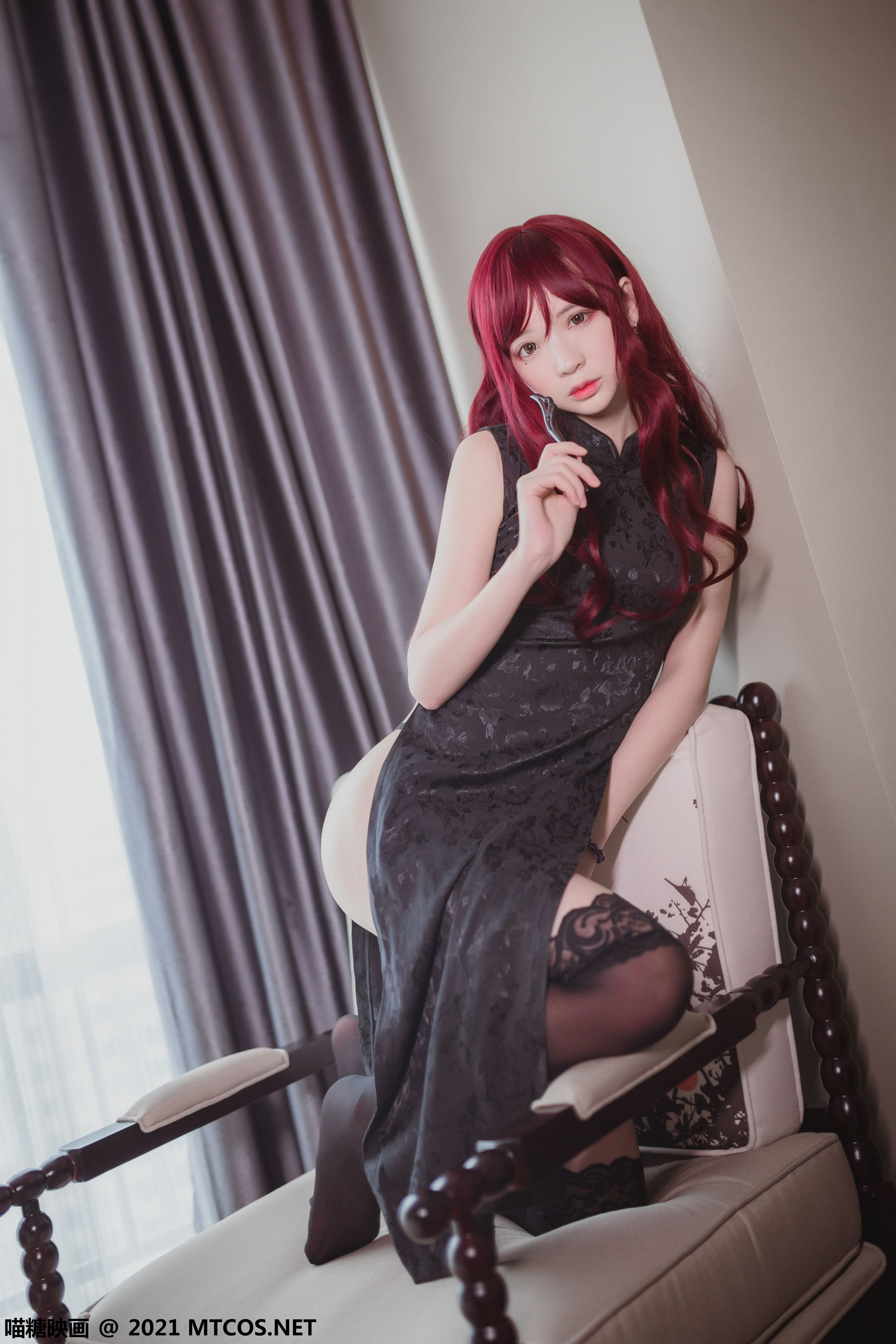 图片[8]-[喵糖映画] VOL.385 疯猫ss 黑色旗袍-秀臀网-高品质图集网