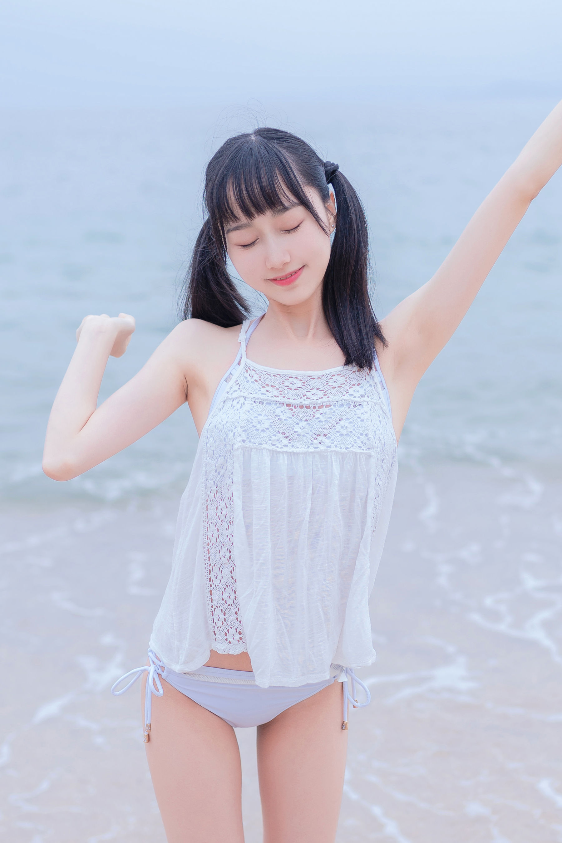 图片[8]-萌系小姐姐木绵绵OwO 海边白色比基尼-秀臀网-高品质图集网