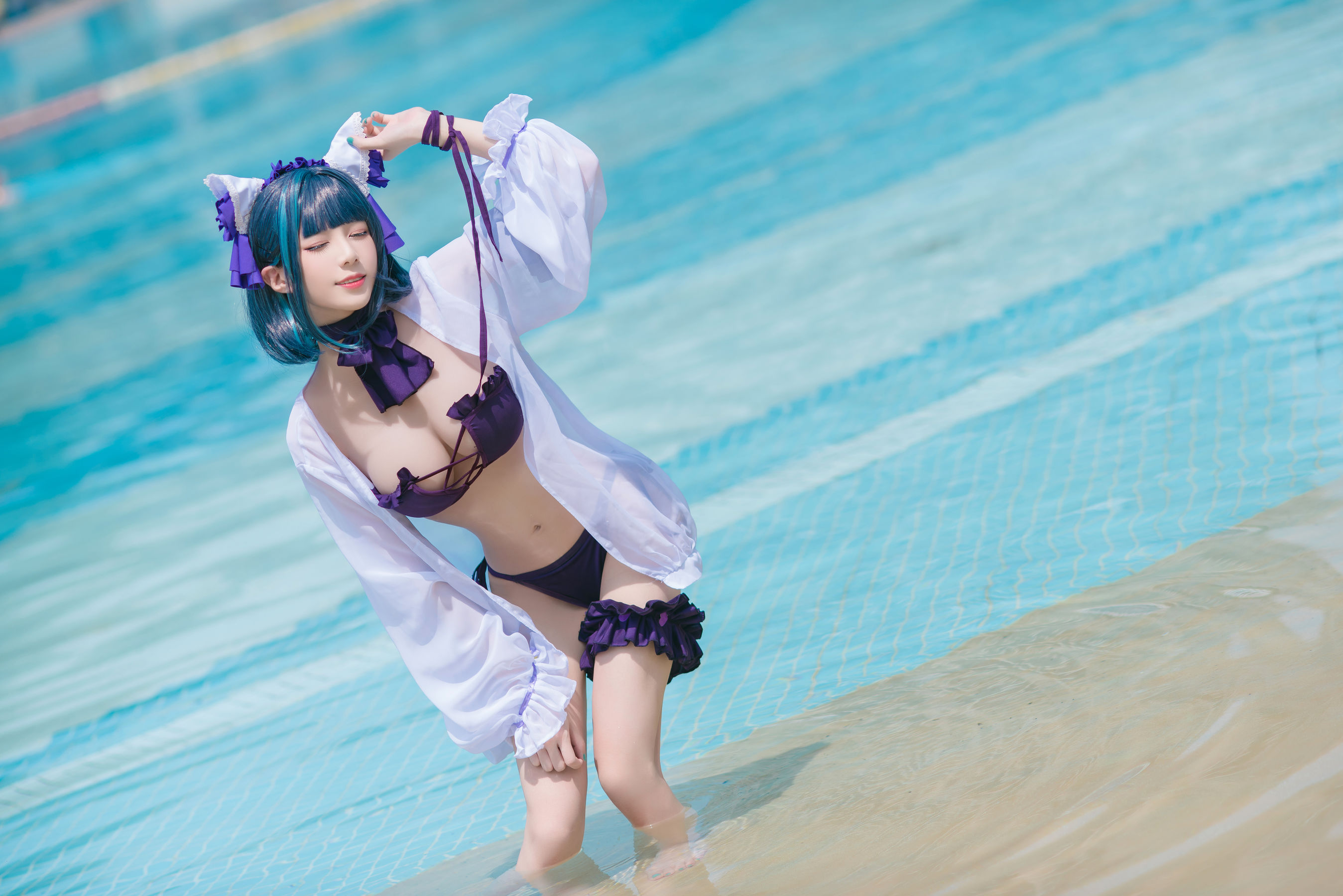 图片[2]-[福利COS] Tomoyo酱 – 碧蓝 柴郡泳装-蕾丝百合网-美图分享,Cosplay美图,私房写真,套图下载