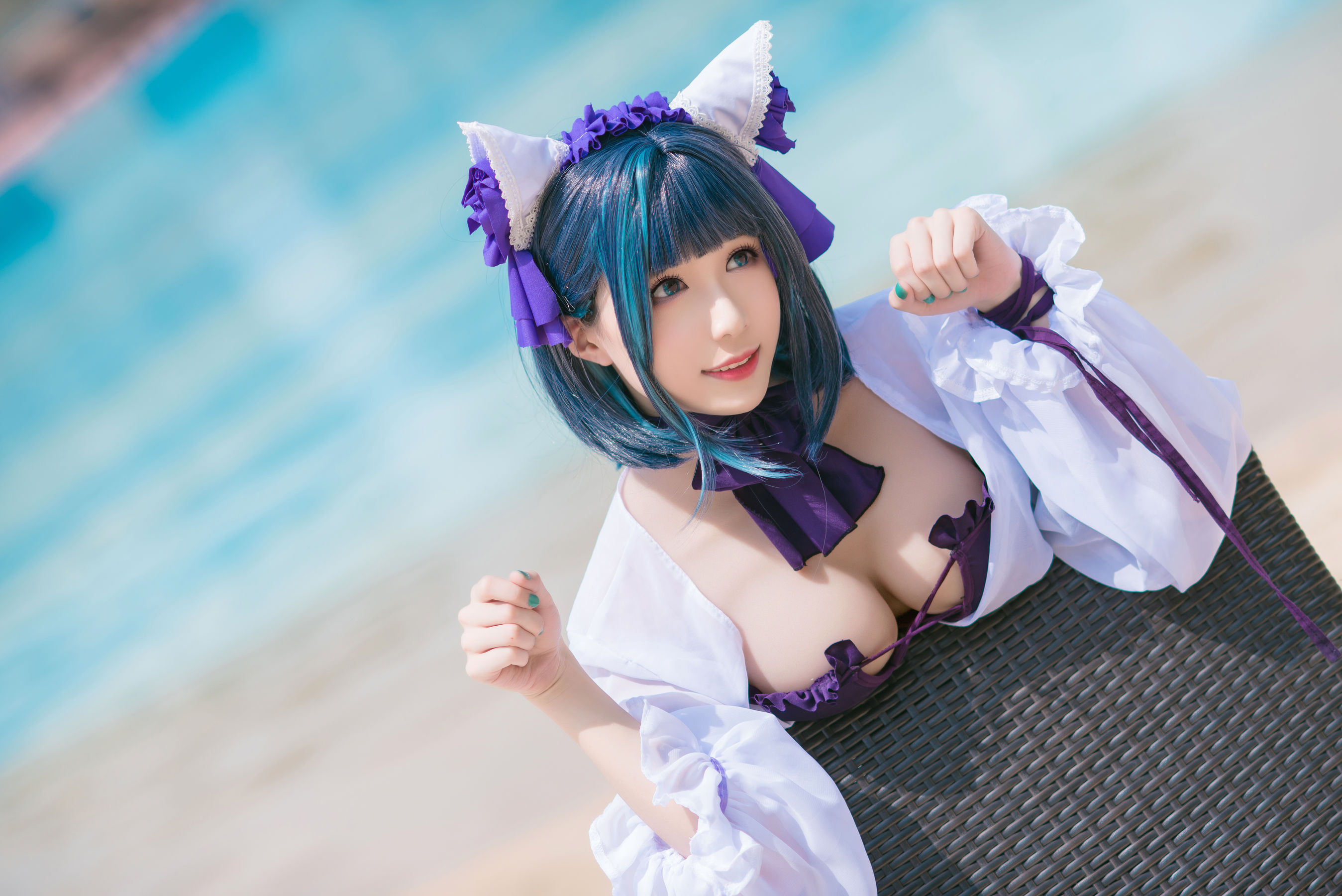 [福利COS] Tomoyo酱 – 碧蓝 柴郡泳装-蕾丝百合网-美图分享,Cosplay美图,私房写真,套图下载