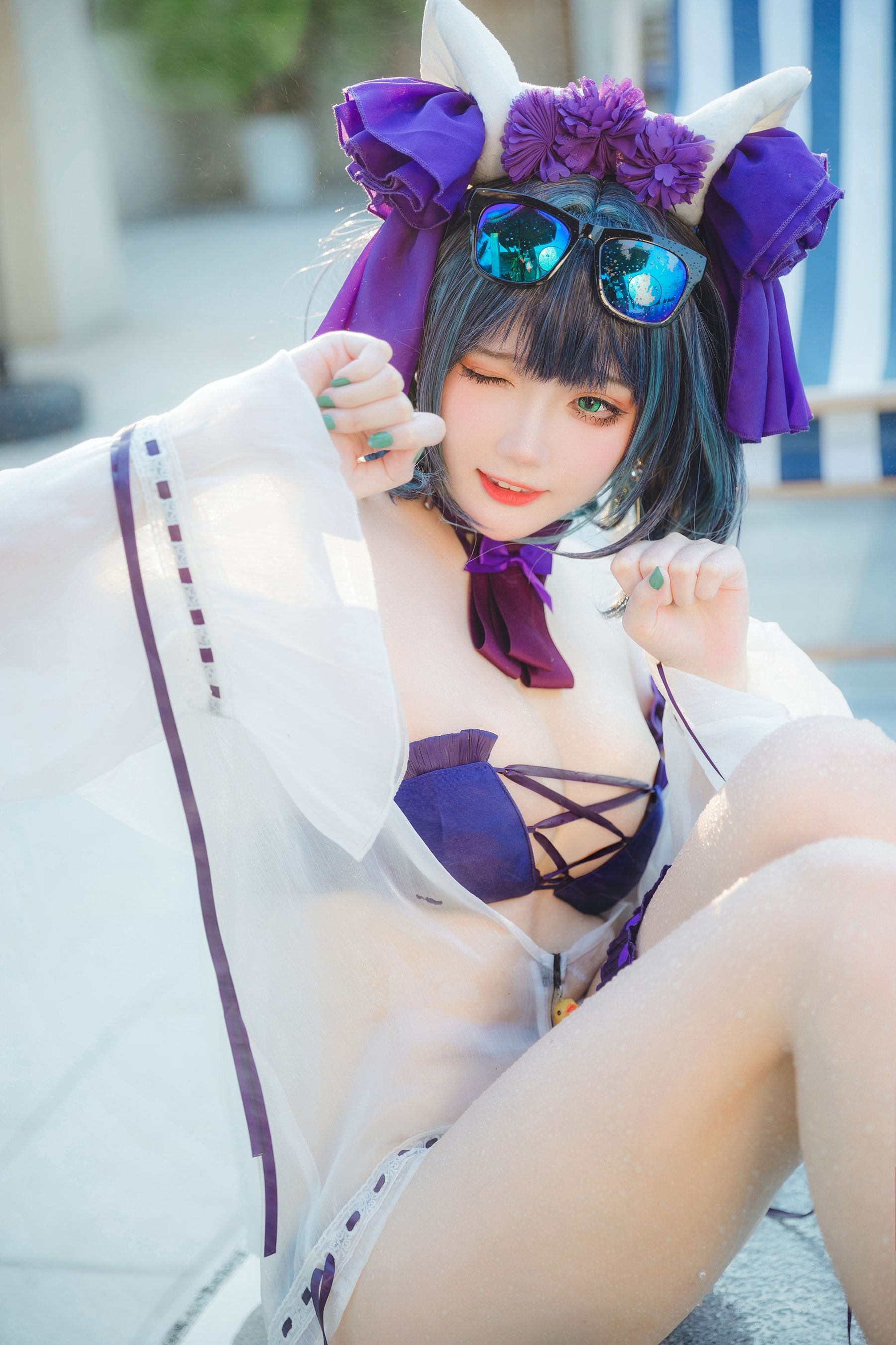 Coser瓜希酱福利 – 柴郡泳装-蕾丝百合网-美图分享,Cosplay美图,私房写真,套图下载
