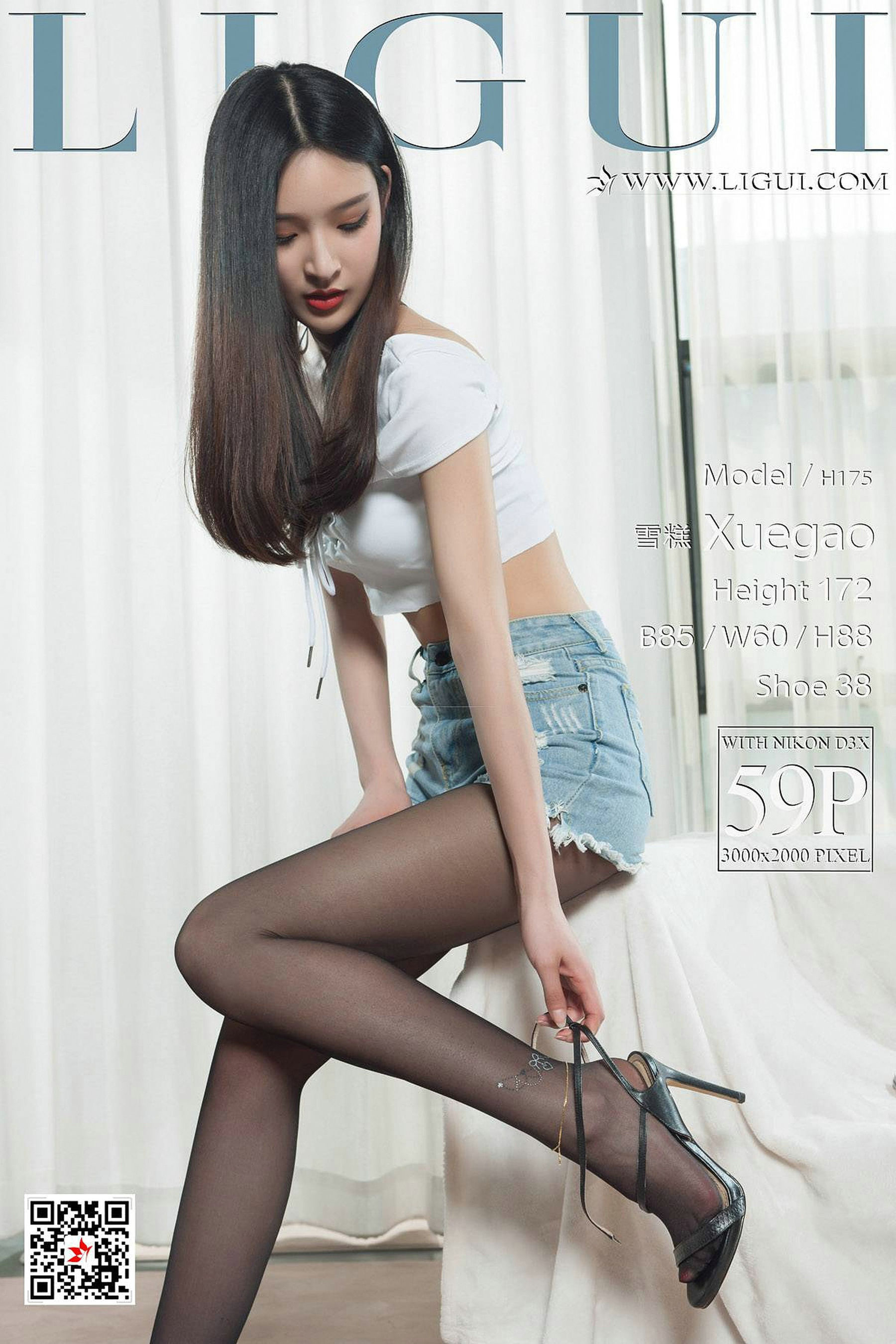 腿模雪糕《牛仔热裤 黑丝美腿》 [丽柜Ligui]-蕾丝百合网-美图分享,Cosplay美图,私房写真,套图下载