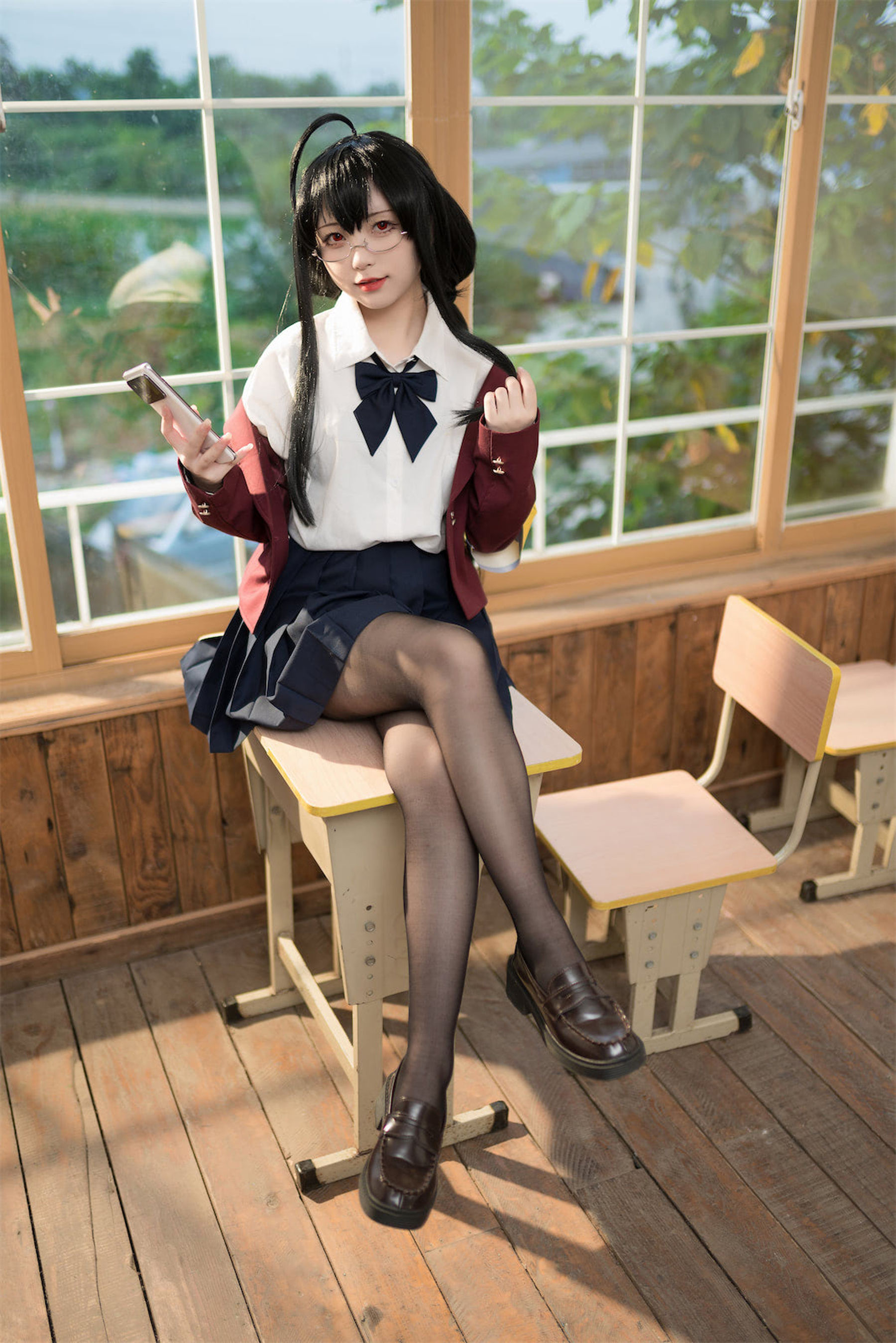 [福利COS] 花铃 – 大凤JK放学后风纪委员-蕾丝百合网-美图分享,Cosplay美图,私房写真,套图下载