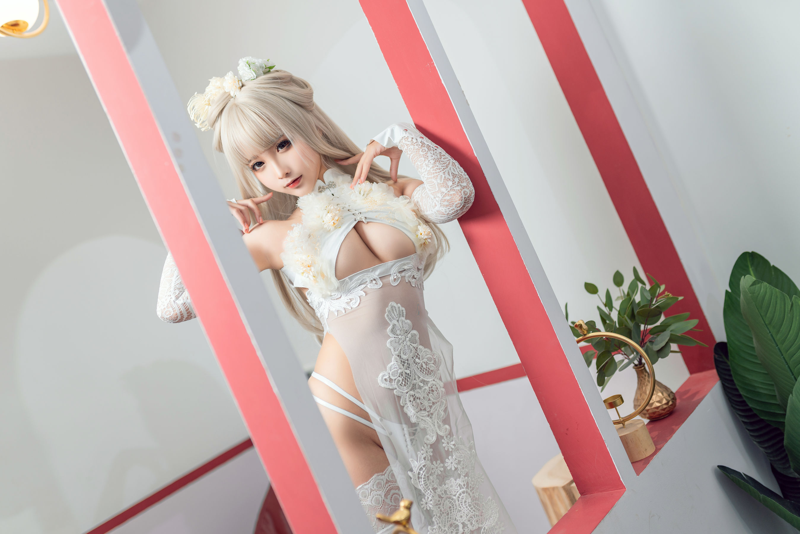 图片[4]-[福利COS] 动漫博主蠢沫沫 – 歪萌白旗袍-蕾丝百合网-美图分享,Cosplay美图,私房写真,套图下载
