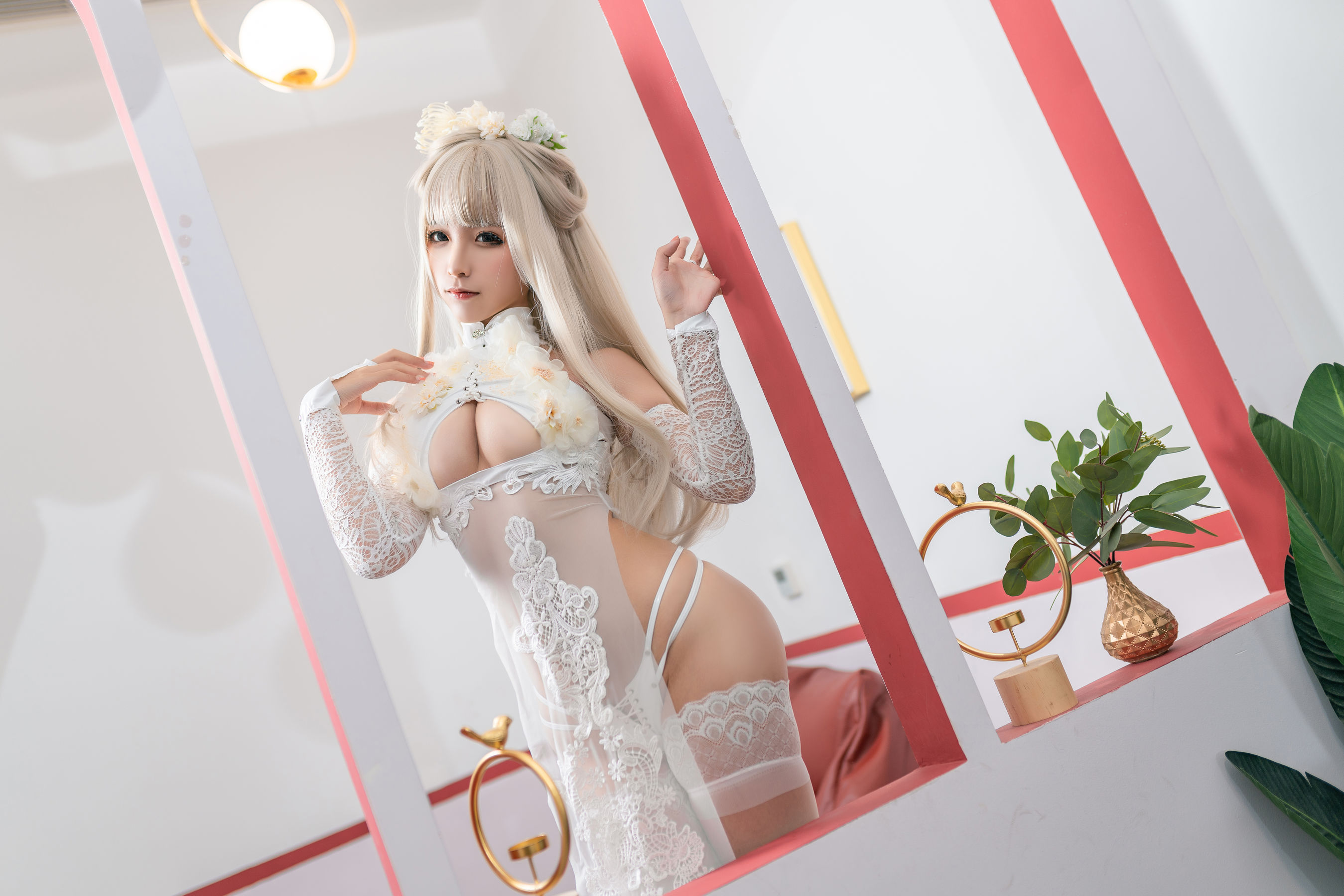 [福利COS] 动漫博主蠢沫沫 – 歪萌白旗袍-蕾丝百合网-美图分享,Cosplay美图,私房写真,套图下载