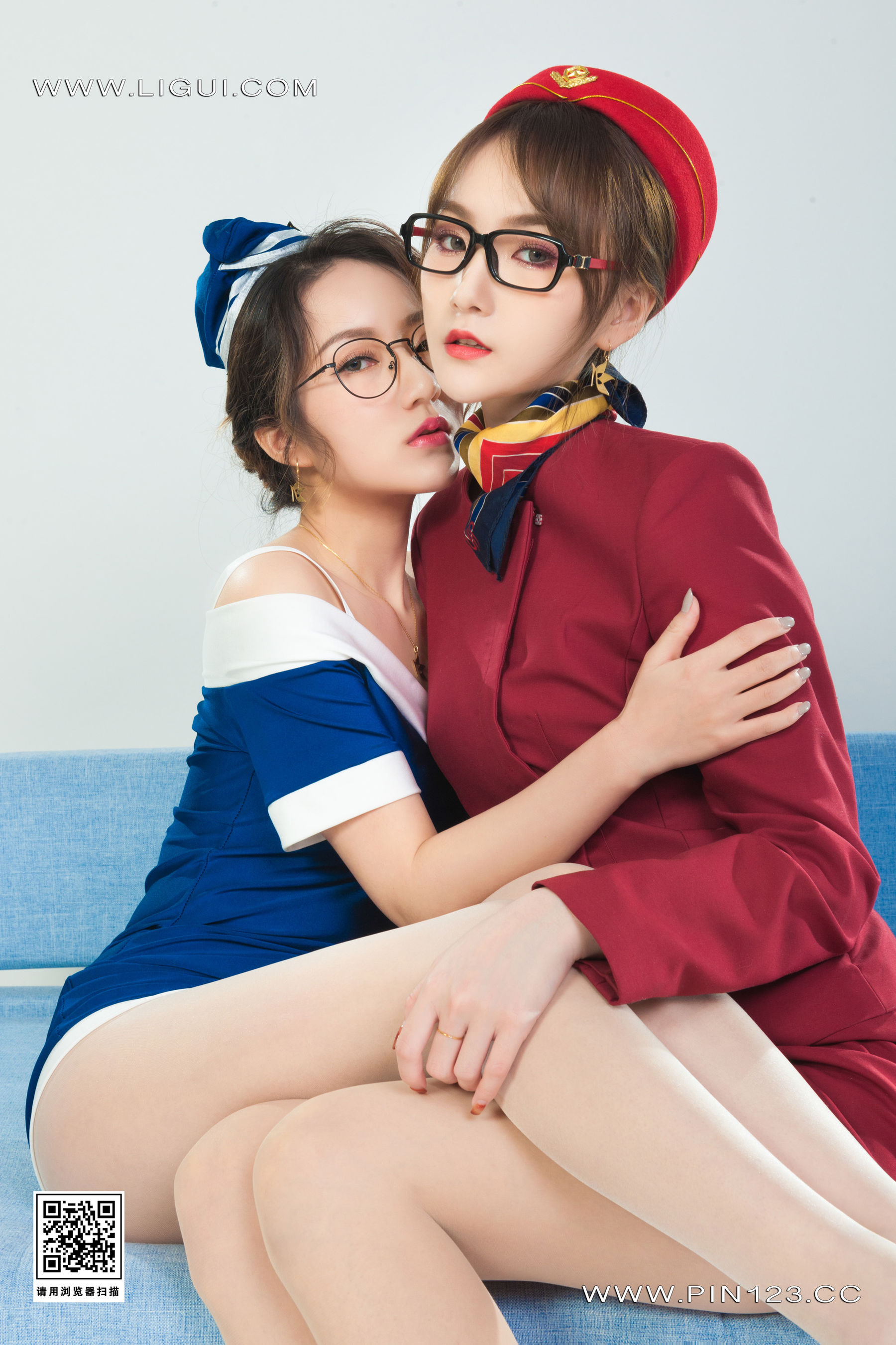 图片[3]-[丽柜Ligui] 汐汐＆心心 双生花-空中丝欲-秀臀网-高品质图集网